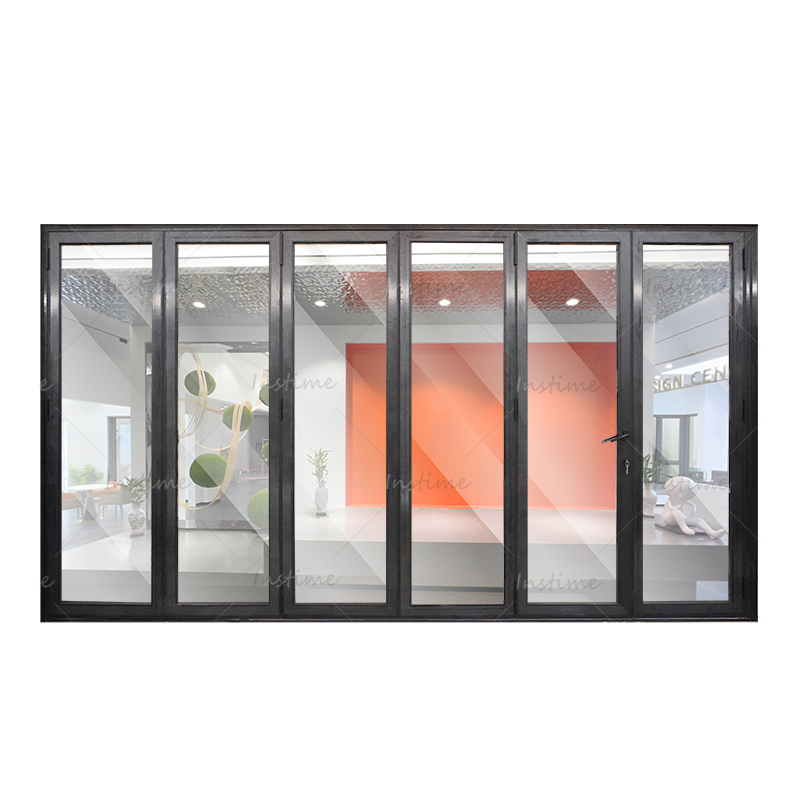 Instime Modern Bifold Glass Insulated Sliding Folding Tempered Folding Doors Exterior