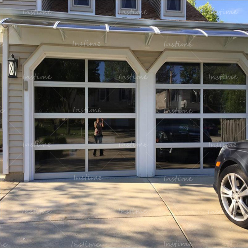 Instime Luxury Wind Resistant Aluminum Alloy Glass Frameless Garage Door Commercial Glass Garage Doors For House