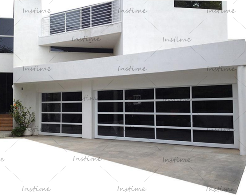 Instime 2023 Aluminum Composite Mirror Glass Garage Door With Black Glass For House Garage