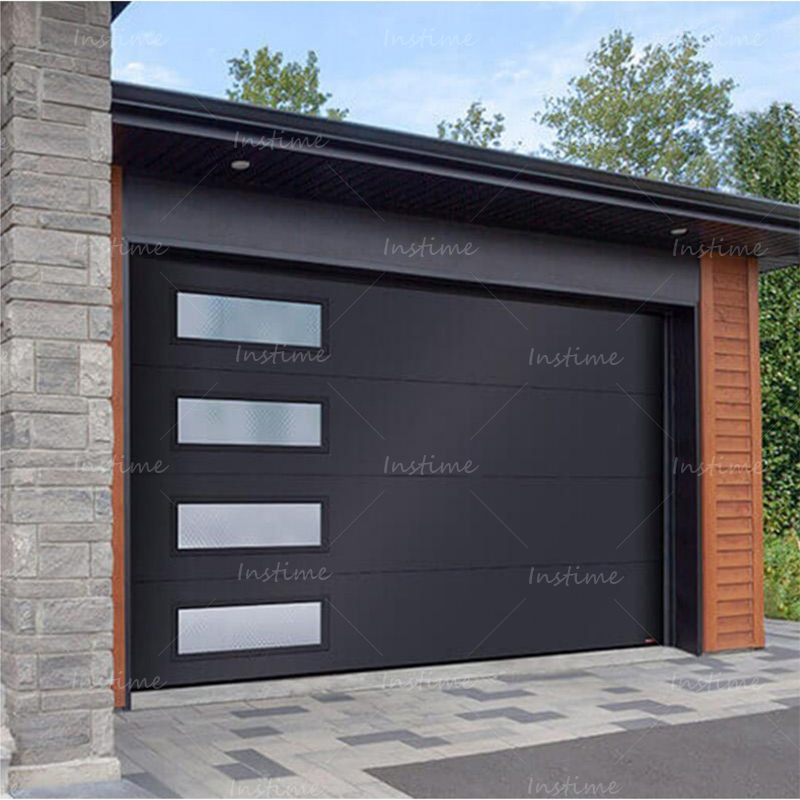 Instime Low Price Modern Residential Automatic Silver Aluminum Glass Sectional Steel Insulating Home Garage Doors For House