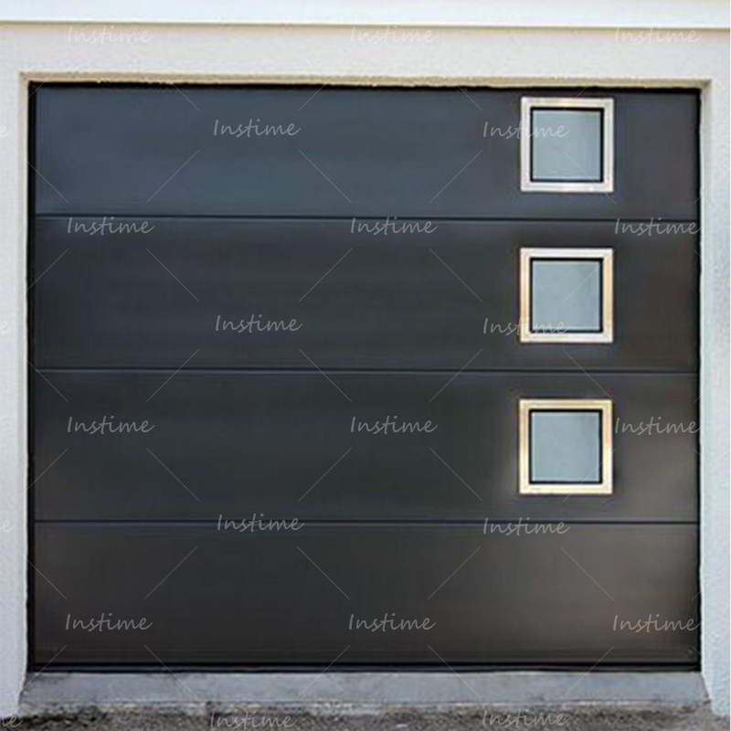 Instime Automatic Modern Aluminum Frosted Glass Panel Overhead 8x7 Garage Screen Door For Commercial Place