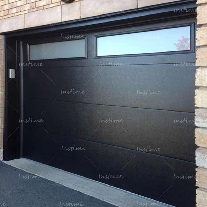 Instime Residential Modern Remote Control Glass Inserted Sectional Aluminum Panel Garage Doors For Villa