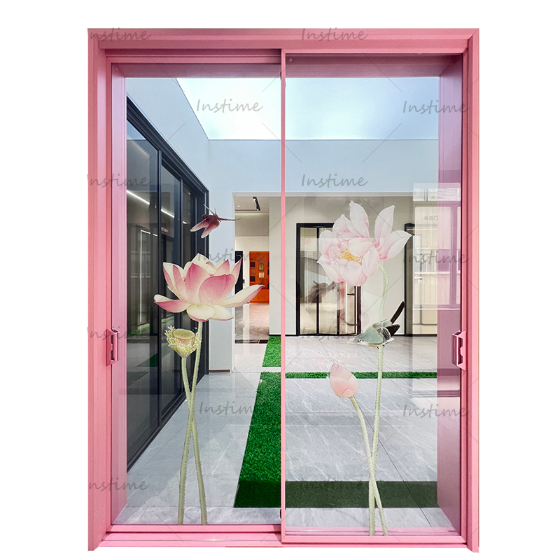 Instime French Style Wood Grain Design Corrosion Resistant Commercial Aluminum Door And Frame Hot Sale Aluminum For House