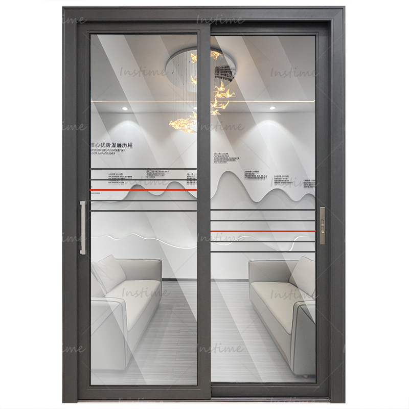 Instime Aluminium Black Color Doors Aluminium Sliding Door For Partition Function Sliding Glass For House - Aluminum Door - 1