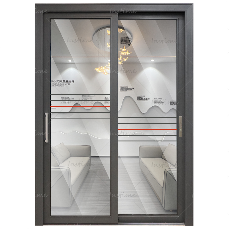 Instime Aluminium Black Color Doors Aluminium Sliding Door For Partition Function Sliding Glass For House