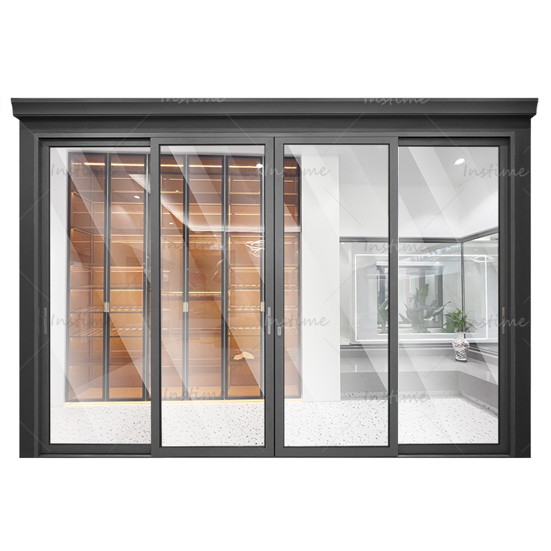 Instime Aluminum Exterior Double Glass French Entry Door Sliding Casement Door For Living Room