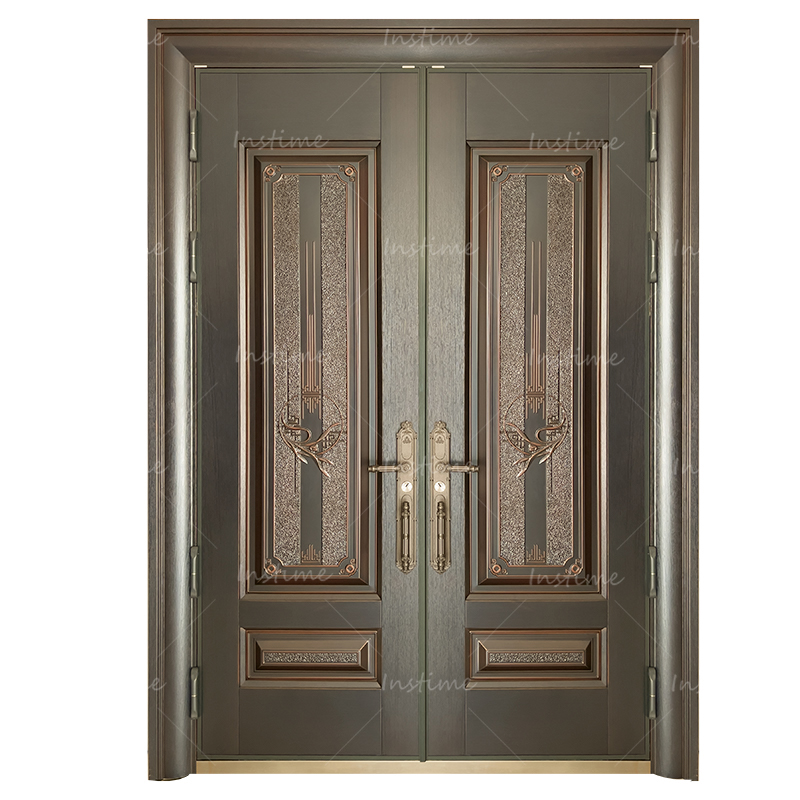 Instime China Factory Oem Logo Home Security Luxury Villa Entrance Iron Stainless Modern Style High Quality Steel Door
