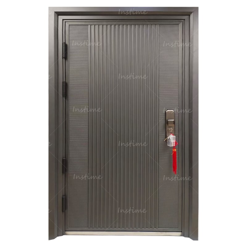 Instime Modern Style High Quality Cast High Quality Steel Mullion Post Patternpower Coated Surface Swing Door For Villa