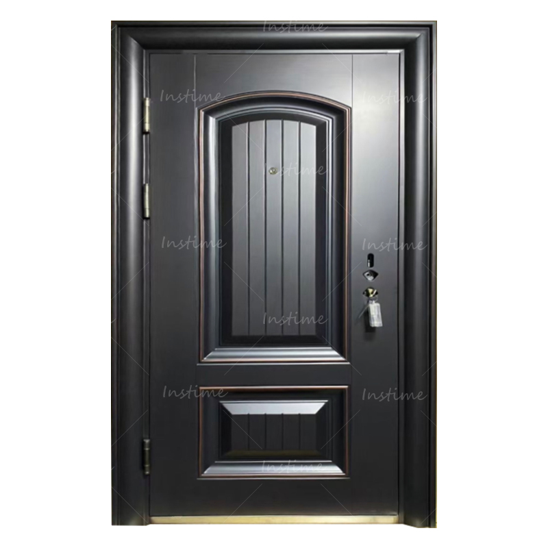 Instime Chinese Top Manufacture High Quality Black Steel Doors Exterior Security Front Doors For Houses Modern Security Doors