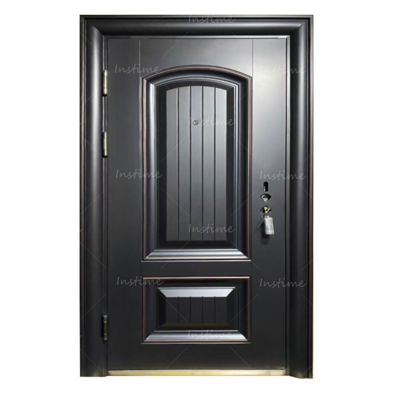 Instime Chinese Top Manufacture High Quality Black Steel Doors Exterior Security Front Doors For Houses Modern Security Doors