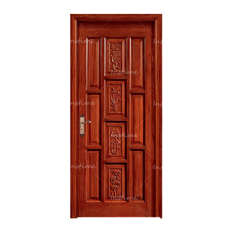 Instime New Interior Room Water Proof Door Design Cherry Wood Interior Swinging Decoration WPC Solid Wooden Doors For Villa