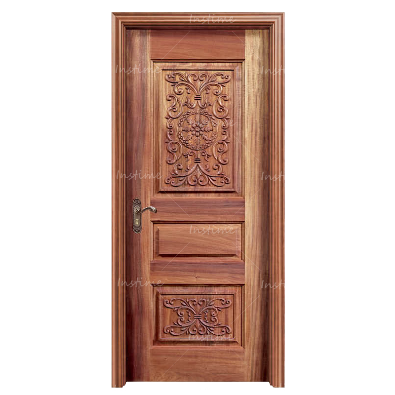 Instime Interior Solid Wood Panel Door Apartment Hotel Room Red Teak Exterior HDF MDF Timber Wooden Veneer Doors For Apartment