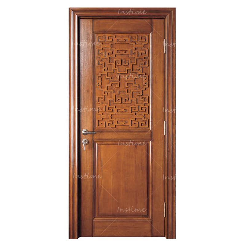 Instime Front Entry Sapele Solid Wood Glass Panels Pivot Door Easy Fixed Luxury Design For House