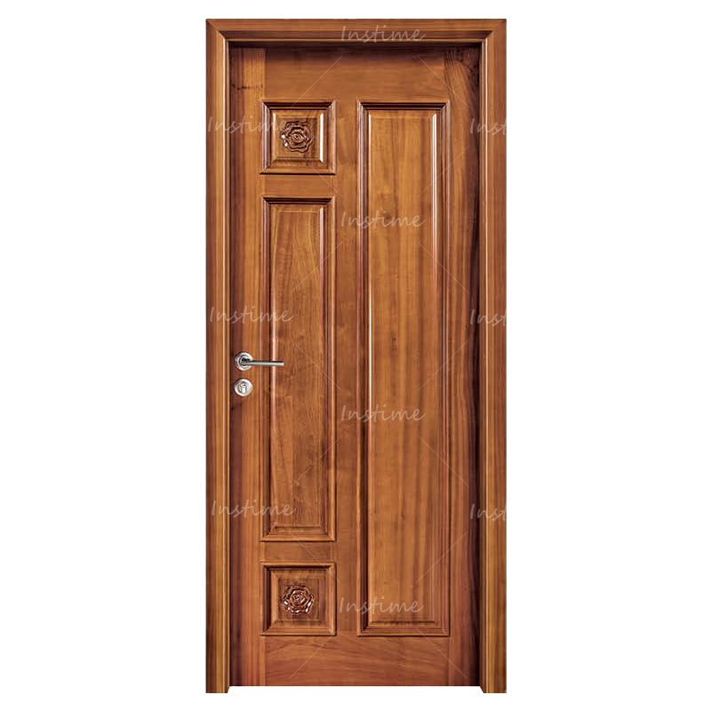 Instime 2023 China Supplier Modern Residential House Waterproof Polish Panel Front Entry Solid Wood Doors For House