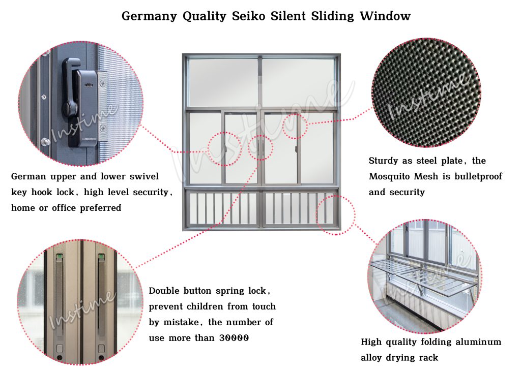 Instime Energy Saving Aluminum Alloy Sand Folding Window/Fenetre 3 Channels Aluminium Bronze Color Window Frame For Ghana - Aluminum Window - 3