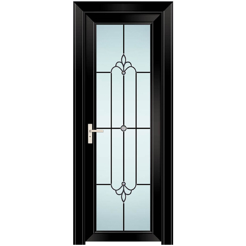 Instime Modern Black Frame Bathroom Flat Aluminum Toilet Door Interior Decoration French Patio Swing Door