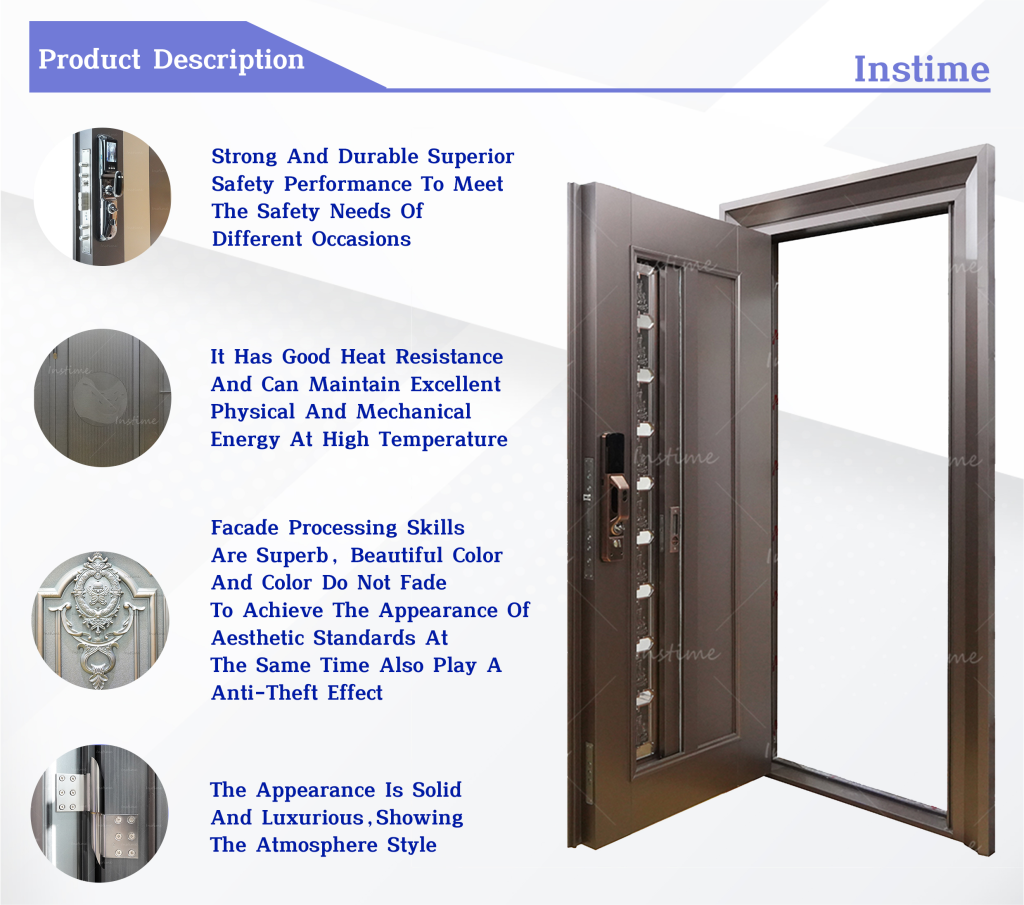 Instime China Factory OEM Logo Home Security Luxury Villa Entrance Strong Metal Iron 304 Stainless Steel Door - See All Categories - 2