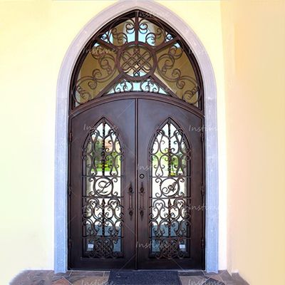 Instime Exquisitely Designed Modern Exterior Arches Double Front Main Wrought Iron Exterior Door Design