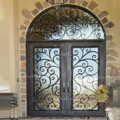 Instime European Style Custom Designs Double Security Door Wrought Iron Front Entry Door