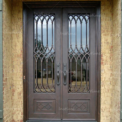 Instime High Quality Wrought Iron Doors Double Exterior Iron Double Door