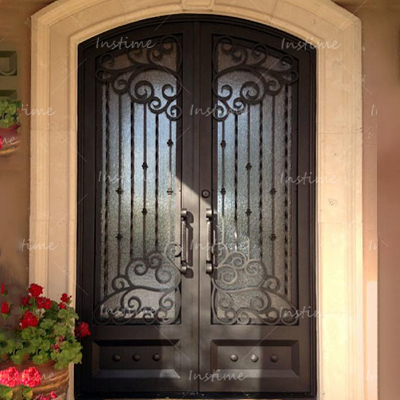 Instime Customized Antique Wrought Iron Entry Door For Villa Classic Steel Front Door Entrance Door