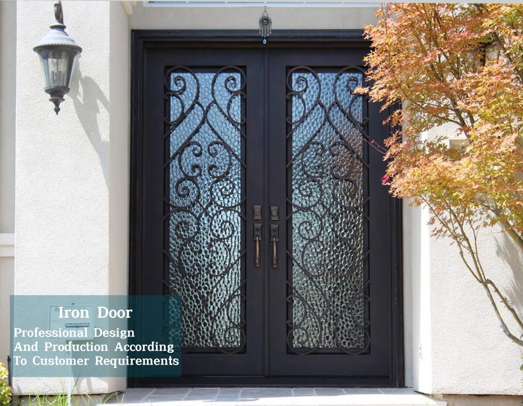 Instime Hot Sale Retro Exterior Main Iron Door Villa Front Entry Iron Door Entrance Wrought Iron Door With Sidelights - Iron Door - 2