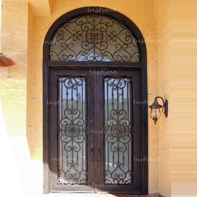 Instime Custom Outdoor Modern Exterior Safety Double Wrought Iron Front Door Designs