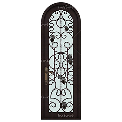 Instime Perfect Solid Wood Wrought Iron Door Design Entry Double Front Doors With Glass