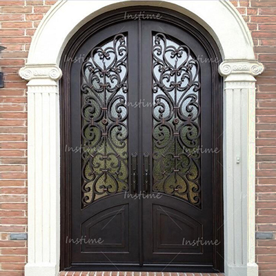 Instime High Quality Wrought Iron Double Door Iron Windows And Doors Wrought Cast Iron Laundry Door