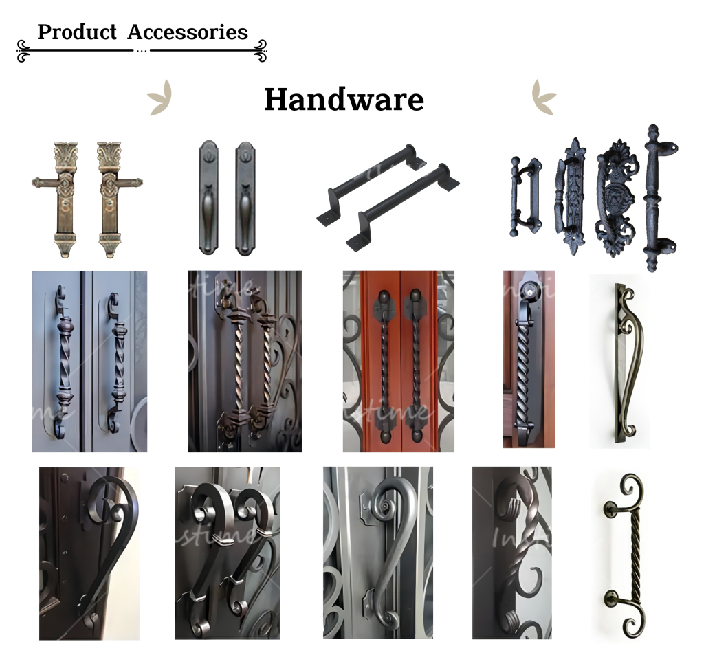 Instime High Quality Glass House Apartment Entrance Iron Double Door Curved Arched Entry Doors For Villa - Iron Door - 4