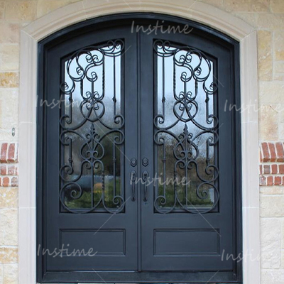 Instime European style custom arched door Villa residence exterior security metal wrought iron gates