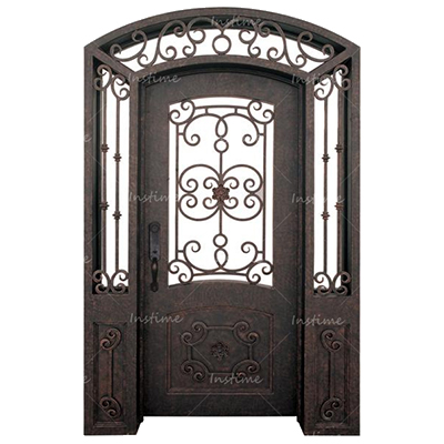 Instime Apartment Main Gate Design Stainless Steel Gate Door Nice Iron Single Door Design Steel Doors with Glass