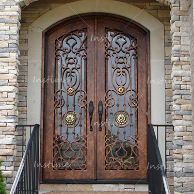 Instime Interior Glass Pivot fancy security turkish doors Porta Wrought Iron French Doors Exterior Entrance Front Entry Doors