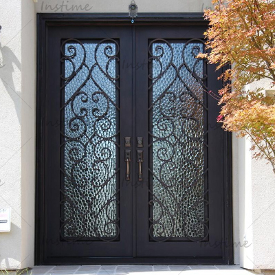 Instime European Luxury House Designs Door Main Security Front Entrance Gate Double Wrought Iron Doors French Iron Doors