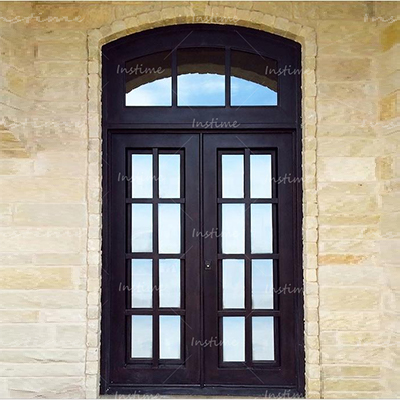 Instime High Quality Luxury Custom Front Other Exterior Security Doors Double French Arches Wrought Iron Doors For Homes