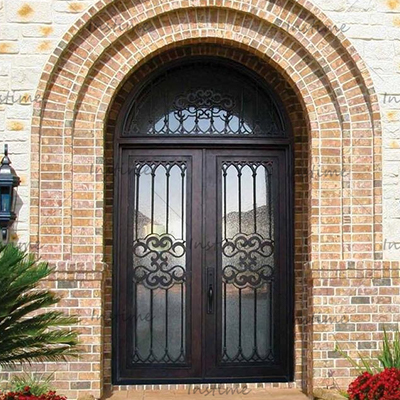 Instime Hot Sale High Quality Luxury Design Exterior Burglar Proof Other Door Main Entrance Entry Front French Wrought Iron Door