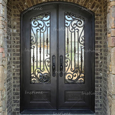 Instime European Style Custom Designs Double Security Door Wrought Iron Front Entry Door