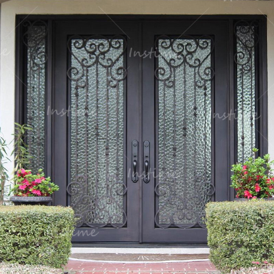 Instime Residential Main Front Entry Metal Doors Security Doors Design Exterior Entrance Double Wrought Iron Door