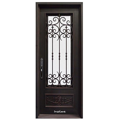 Instime High Quality Glass House Apartment Entrance Iron Double Door Curved Arched Entry Doors For Villa