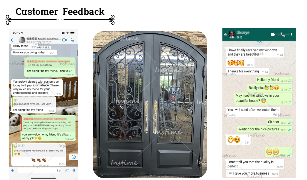 Instime Curved Door Iron Gate Design Outdoor Luxury Double Door Entrance Exterior Front Door Wrought Iron - Iron Door - 7