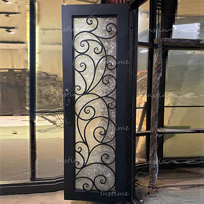 Instime Curved Door Iron Gate Design Outdoor Luxury Double Door Entrance Exterior Front Door Wrought Iron