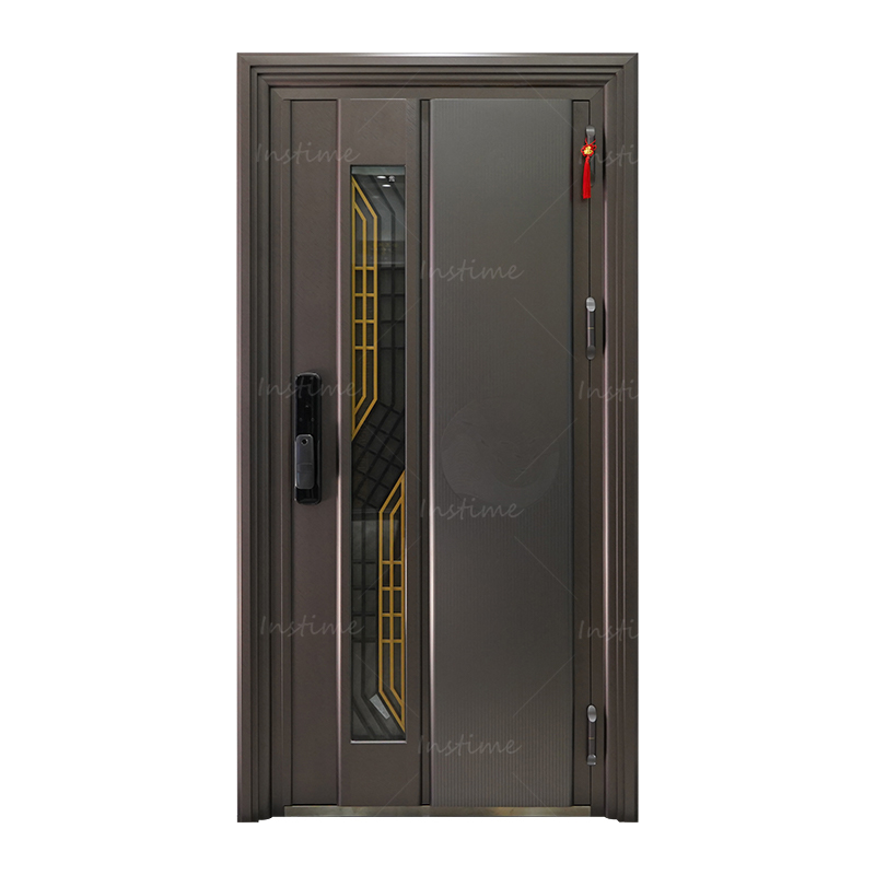 Instime Hot Sales Stainless Steel Door High Quality Black Color Front Exterior Security Door For Villa
