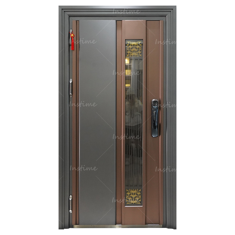 Instime Modern Design Decorative Exterior Entrance Front Main Stainless Steel Security Door Metal Front Pivot Entry Doors